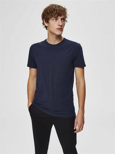 T-shirt Van Selected In Het Blauw In Model 16076191 Slhnewpima Ss O-neck Tee B 3 Pack N Oos