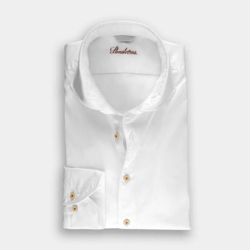 Hemden Van Stenströms In Het Wit In Model Cotton Twofold Slim Fit