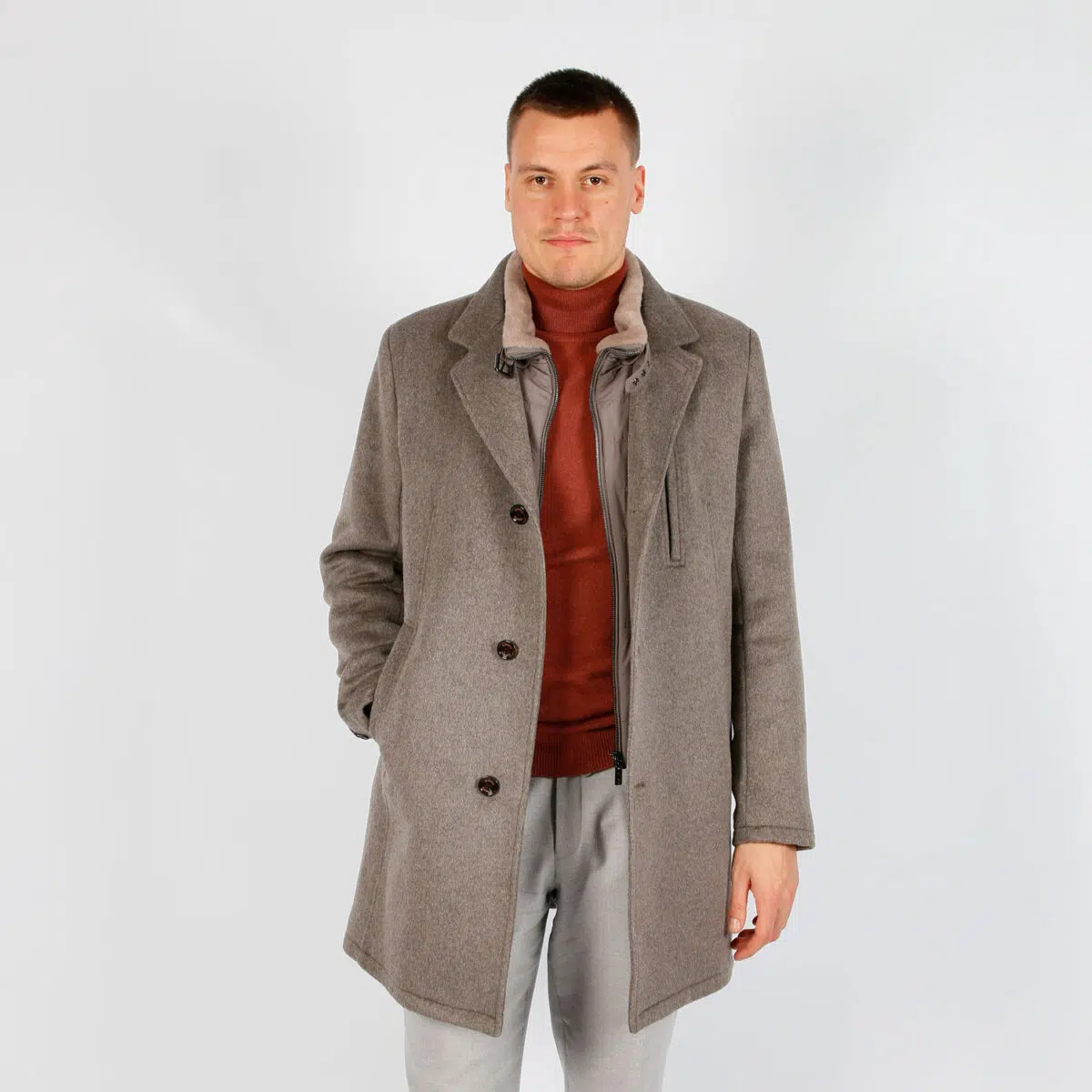 Mantels Van Gimo's In Het Beige In Model Wollen Mantel