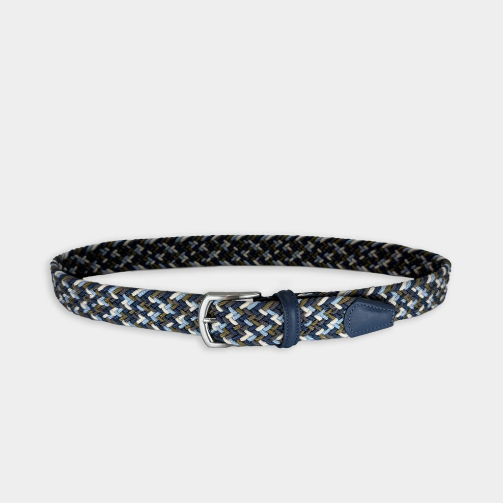 Riem Van Anderson's In Het Blauw In Model Multicolor Stretch Riem Lichtblauw