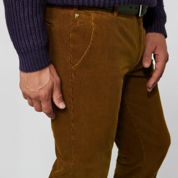 Chino Van Meyer In Het Cognac In Model Bonn Superstretch Premium Corduroy Chino