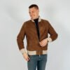 Jacket Van Gran Sasso In Het Bruin In Model Suède Bomberjack Met Gebreide Boorden En Ritssluiting