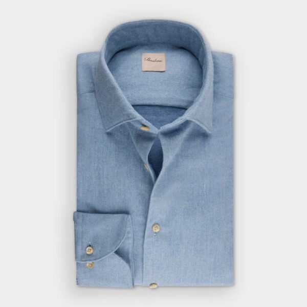 Hemden Van Stenströms In Het Blauw In Model Lichtblauw Flanellen Hemd In Twofold Katoen Met Cut Away Kraag