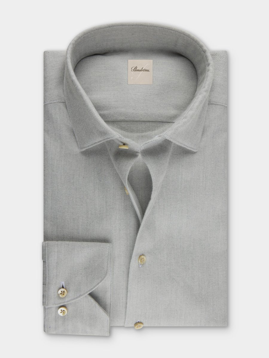 Hemden Van Stenströms In Het Navy In Model Donkerblauw Flanellen Hemd In Twofold Katoen Met Cut Away Kraag
