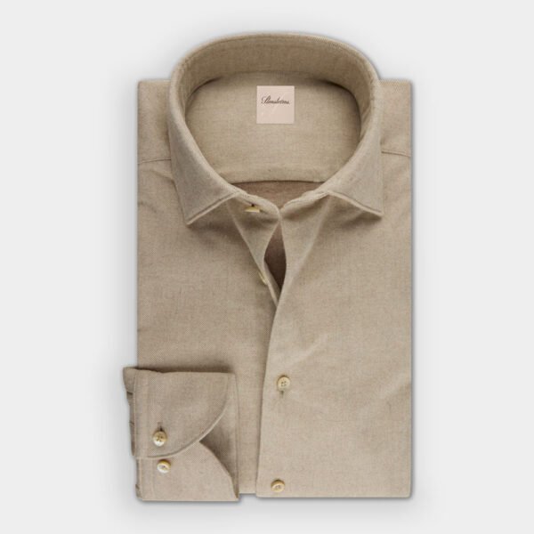 Hemden Van Stenströms In Het Beige In Model Beige Flanellen Hemd In Twofold Katoen Met Cut Away Kraag