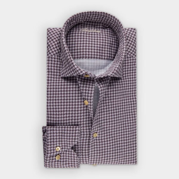 Hemden Van Stenströms In Het Rood In Model Bordeaux Oxford Hemd In Katoen Met Pied-de-poule Motief En Cut Away Kraag