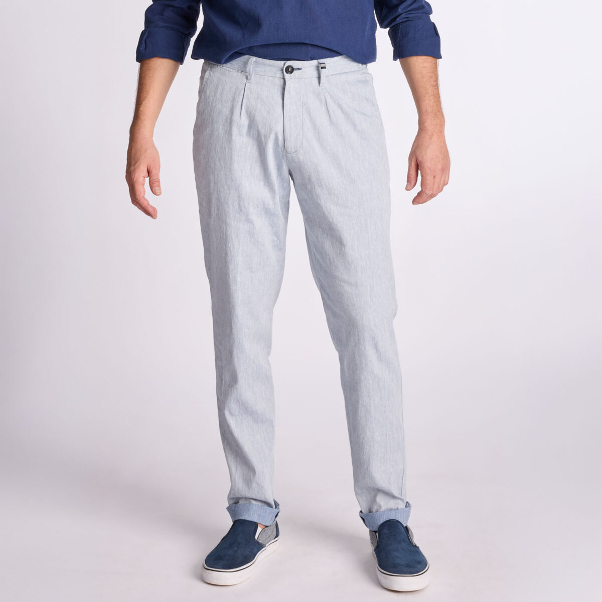 Chino Van Zilton In Het Blauw In Model Linnen Broek