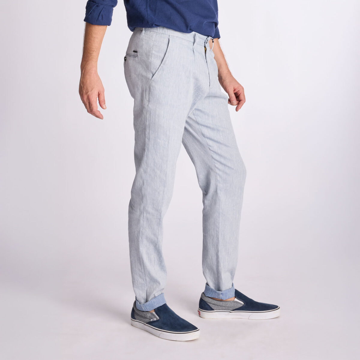 Chino Van Zilton In Het Blauw In Model Linnen Broek