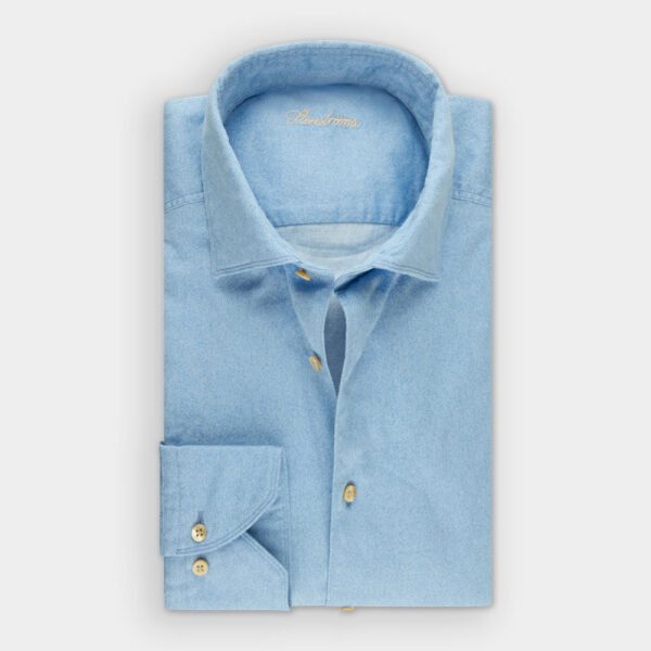 Hemden Van Stenströms In Het Blauw In Model Lichtblauw Oxford Hemd In Katoen Met Cut Away Kraag